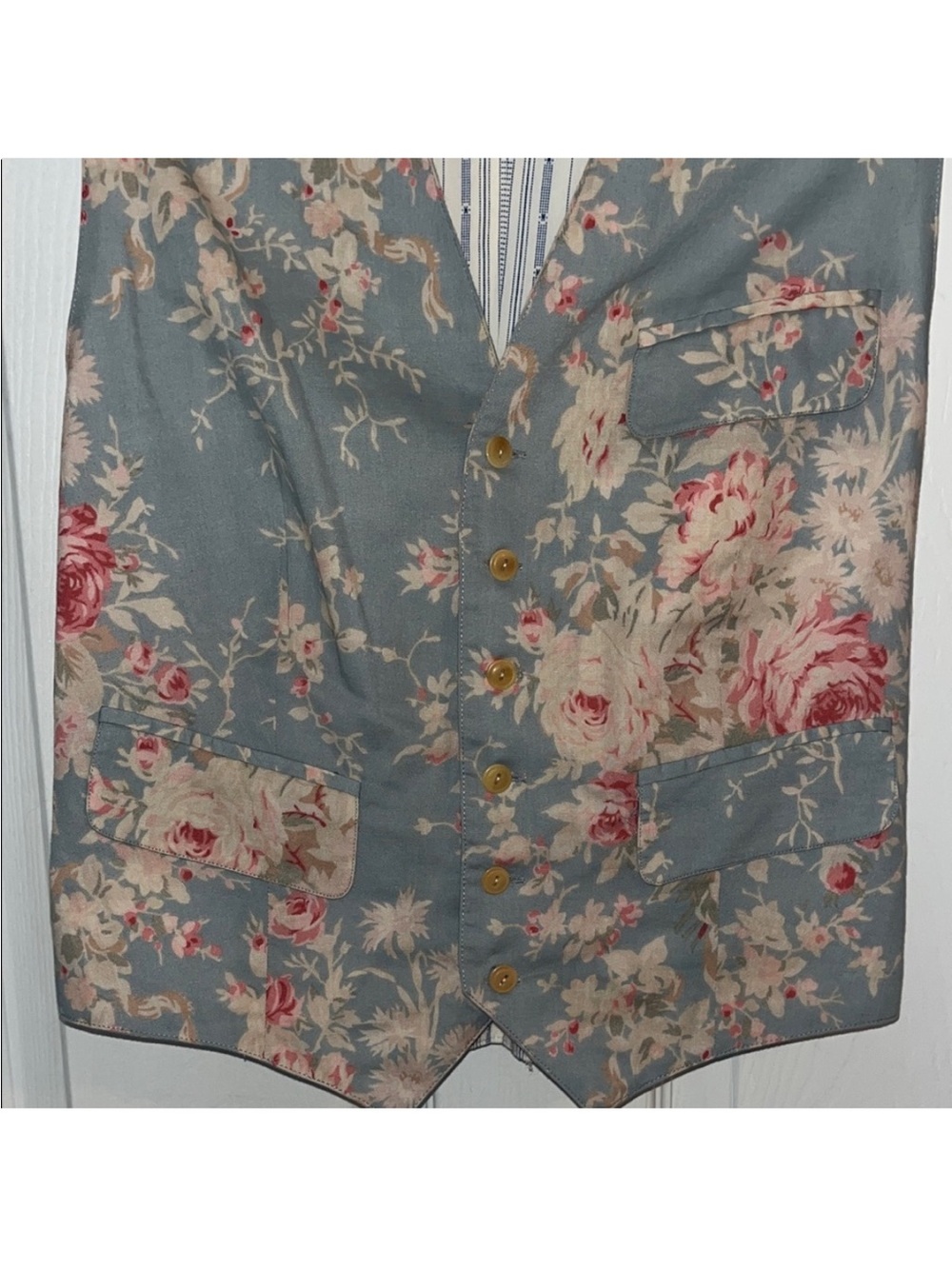 Vintage Ralph Lauren Country Floral Cotton Cottage core Vest - Blue - Picture 4 of 9